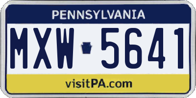 PA license plate MXW5641