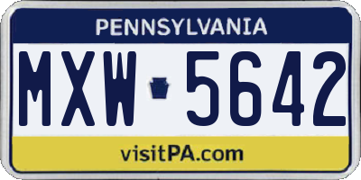 PA license plate MXW5642