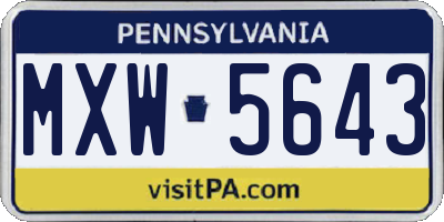 PA license plate MXW5643