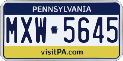 PA license plate MXW5645