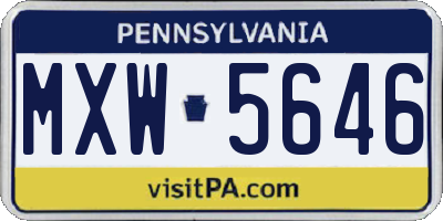 PA license plate MXW5646