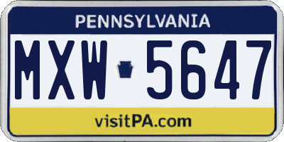 PA license plate MXW5647