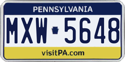 PA license plate MXW5648