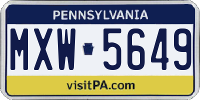 PA license plate MXW5649