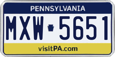 PA license plate MXW5651