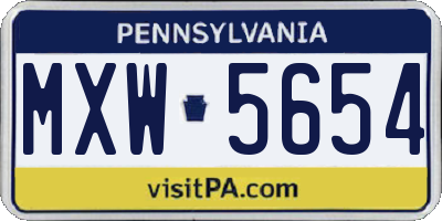 PA license plate MXW5654
