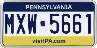 PA license plate MXW5661