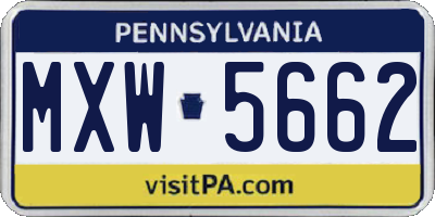 PA license plate MXW5662
