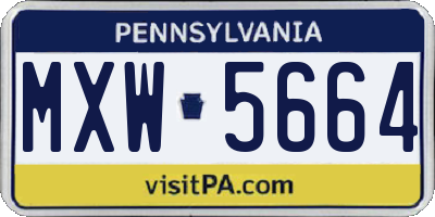 PA license plate MXW5664