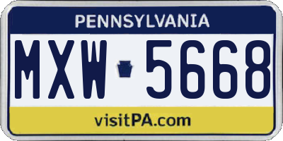 PA license plate MXW5668
