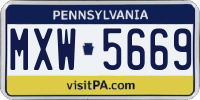 PA license plate MXW5669