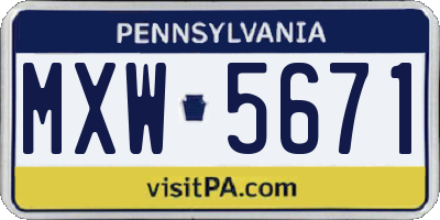 PA license plate MXW5671