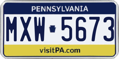 PA license plate MXW5673