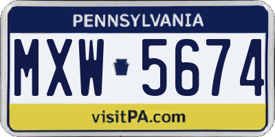 PA license plate MXW5674