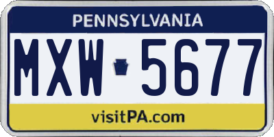 PA license plate MXW5677