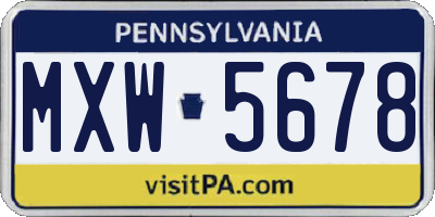 PA license plate MXW5678