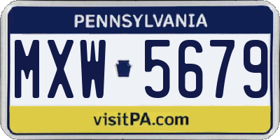 PA license plate MXW5679