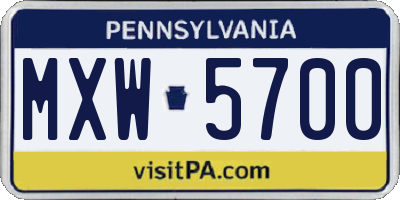 PA license plate MXW5700