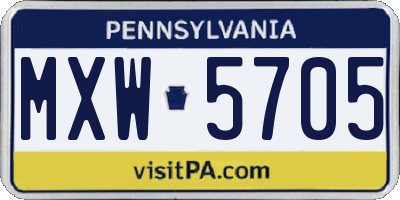 PA license plate MXW5705