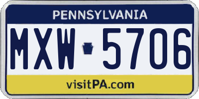 PA license plate MXW5706