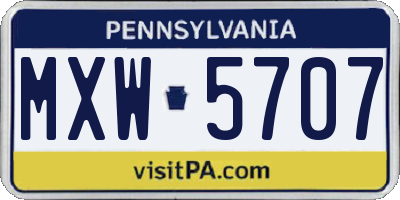 PA license plate MXW5707