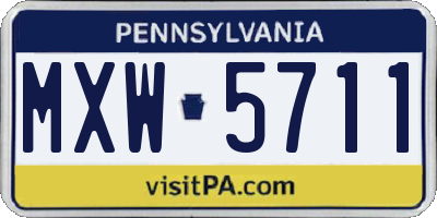 PA license plate MXW5711