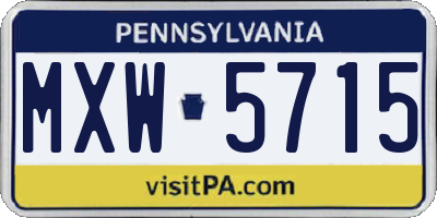 PA license plate MXW5715