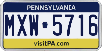 PA license plate MXW5716