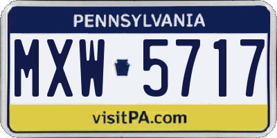 PA license plate MXW5717