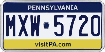 PA license plate MXW5720