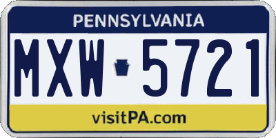 PA license plate MXW5721