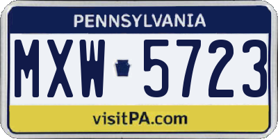 PA license plate MXW5723