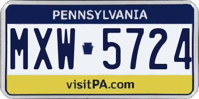 PA license plate MXW5724