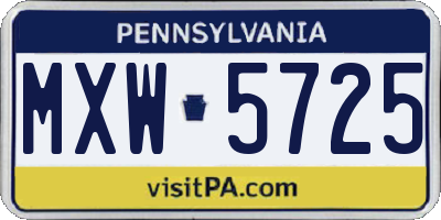 PA license plate MXW5725