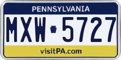 PA license plate MXW5727