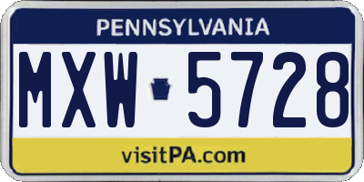 PA license plate MXW5728