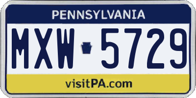 PA license plate MXW5729
