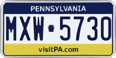 PA license plate MXW5730