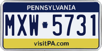 PA license plate MXW5731