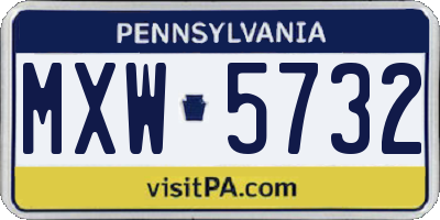 PA license plate MXW5732