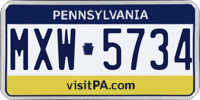 PA license plate MXW5734