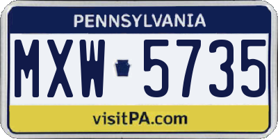 PA license plate MXW5735