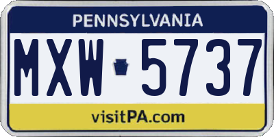 PA license plate MXW5737
