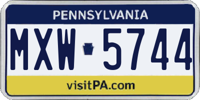 PA license plate MXW5744