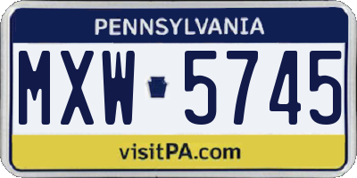 PA license plate MXW5745