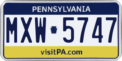 PA license plate MXW5747