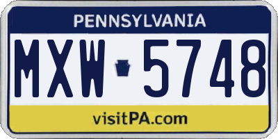 PA license plate MXW5748