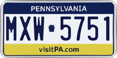 PA license plate MXW5751