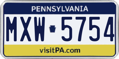 PA license plate MXW5754