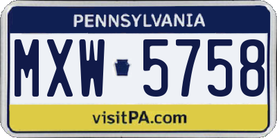 PA license plate MXW5758